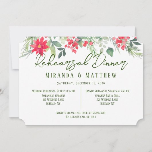 フローラ絵を描リーフのリハ結婚ーサルディナー 招待状 (正面)