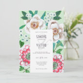 フローラ絵を描緑豊かなエレガントな結婚式 招待状 (スタンド正面)