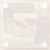 フローラ絵画と可視ブラシストローク ガラスコースター (裏面)