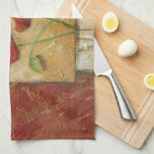 フローラ絵画と可視ブラシストローク キッチンタオル (四つ折り)