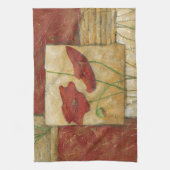 フローラ絵画と可視ブラシストローク キッチンタオル (縦)