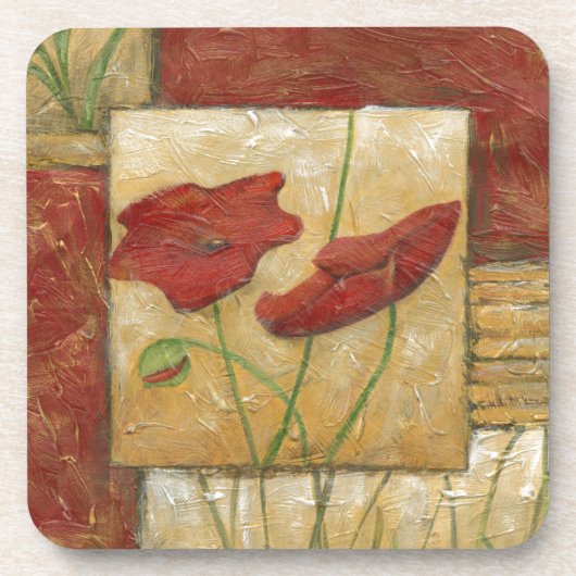 フローラ絵画と可視ブラシストローク コースター (正面)