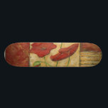 フローラ絵画と可視ブラシストローク スケートボード<br><div class="desc">ブラシのストロークは、チャリヤ絵画・ザリスによるこのフローラに見える。2つの赤い花がピースの中央に座り、下に草が生え、上に葉いくつかのが浮いている。贈お洒落り物になるシ素晴らしーン！</div>