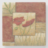 フローラ絵画と可視ブラシストローク ストーンコースター (正面)