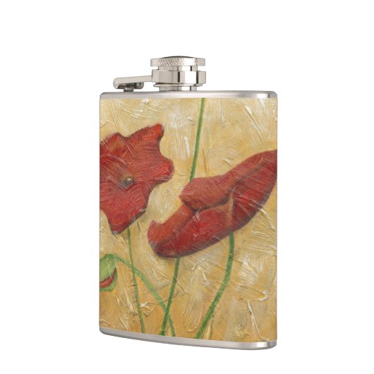 フローラ絵画と可視ブラシストローク フラスク (左)