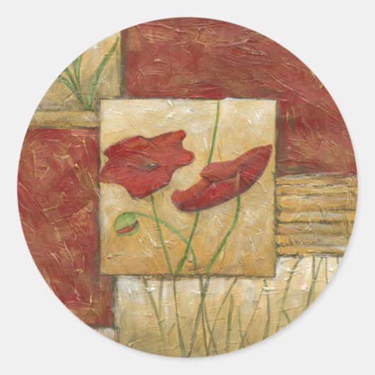 フローラ絵画と可視ブラシストローク ラウンドシール (正面)