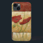 フローラ絵画と可視ブラシストローク iPhone 13ケース<br><div class="desc">ブラシのストロークは、チャリヤ絵画・ザリスによるこのフローラに見える。2つの赤い花がピースの中央に座り、下に草が生え、上に葉いくつかのが浮いている。贈お洒落り物になるシ素晴らしーン!</div>