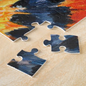 フローラ絵画のオレンジ葉色 ジグソーパズル (側面)