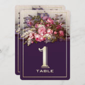 フローラ絵画のパーティーテーブル番号カード 招待状 (正面/裏面)