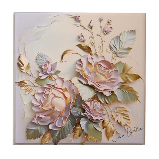 フローラ絵画イースター タイル (正面)