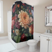 フローラ絵画ブーケの背景（暗） シャワーカーテン (インサイチュ)
