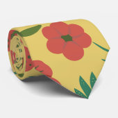 フローラ継ぎ目なし紅黄緑色 ネクタイ (ロール)