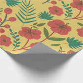 フローラ継ぎ目なし紅黄緑色 ラッピングペーパー (角)