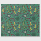 フローラ継ぎ目なし花緑 ラッピングペーパー (フラット)