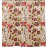 フローラ継ぎ目なし花鳥、蝶 シャワーカーテン (正面)