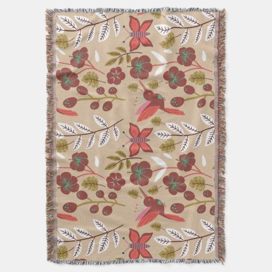 フローラ継ぎ目なし花鳥、蝶 スローブランケット (正面縦)
