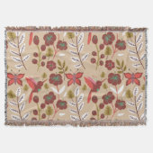 フローラ継ぎ目なし花鳥、蝶 スローブランケット (正面)