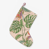 フローラ継ぎ目のないヴィンテージの熱帯性背景 スモールクリスマスストッキング (正面 (吊り時))