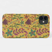 フローラ継ぎ目のない黄色い花葉と Case-Mate iPhoneケース (裏面(横))