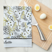 フローラ継ぎ目の大きなパーソナライズされた花 キッチンタオル (四つ折り)