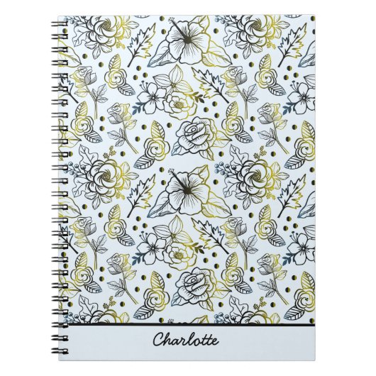 フローラ継ぎ目の大きなパーソナライズされた花 ノートブック (正面)