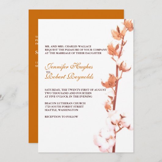 フローラ綿結婚式招待状 招待状 (正面/裏面)