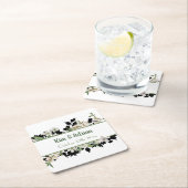 フローラ緑と白 スクエアペーパーコースター (インサイチュ)