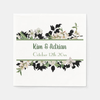 フローラ緑と白 スタンダードカクテルナプキン