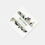 フローラ緑と白 スタンダードカクテルナプキン (角)