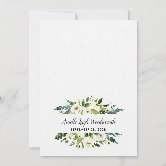 フローラ緑のアイボリーブライダルシャワー招待状 招待状 (裏面)
