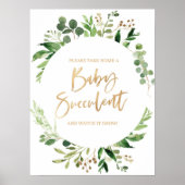 フローラ緑のベビー多肉乳児シャワー標識 ポスター (正面)