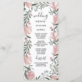 フローラ緑のヴィンテージ素朴のメ結婚ニュー・カード メニュー