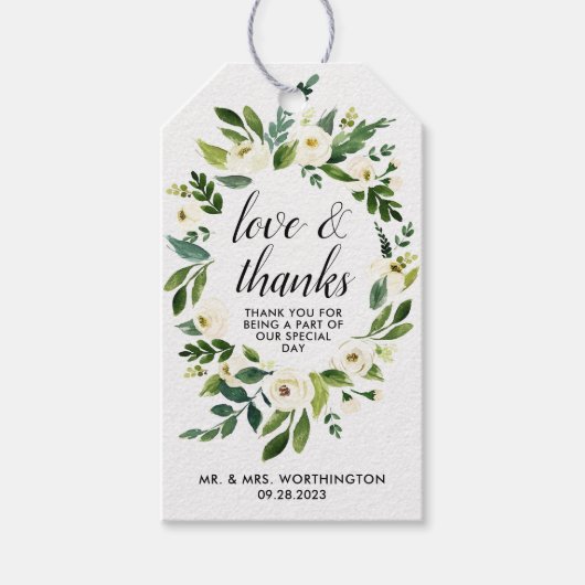 フローラ緑のヴィンテージ素朴結婚式の引き出物ラベル ギフトタグ (正面)