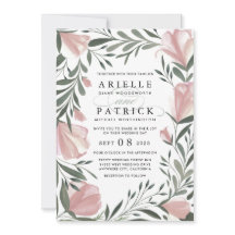 フローラ緑のヴィンテージ素朴結婚式招待状