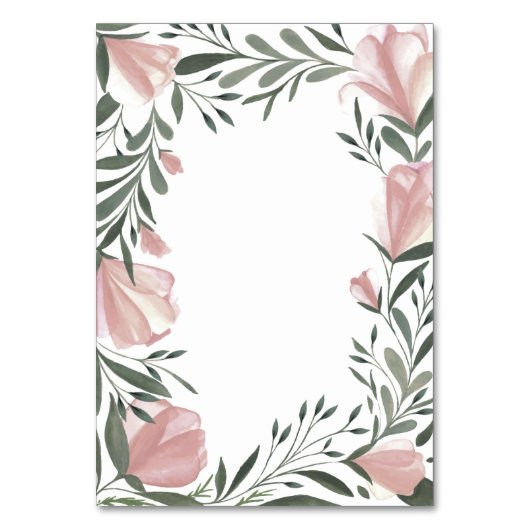 フローラ緑のヴィンテージ結婚ピンクの挿入カード テーブルナンバー (裏面)