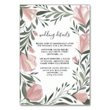 フローラ緑のヴィンテージ結婚ピンクの挿入カード