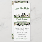 フローラ緑の日付の保存 招待状 (正面/裏面)