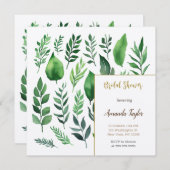 フローラ緑エレガントブライダルシャワー 招待状 (正面/裏面)
