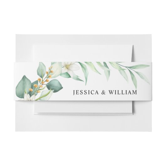 フローラ緑モダン結婚式招待状 招待状ベリーバンド (正面例)