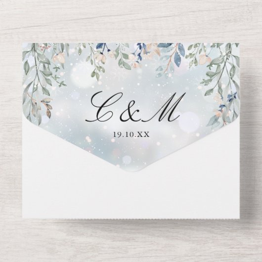 フローラ緑地カスケードエレガント冬の結婚式 オールインワン招待状 (裏面)