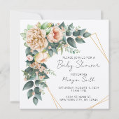 フローラ緑色幾何学赤ちゃんシャワー招待状 招待状 (正面)