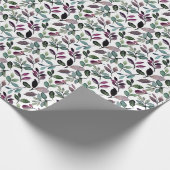 フローラ緑色水カラー大事な行事パターン ラッピングペーパー (角)