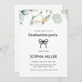 フローラ緑色画卒業パーティー 招待状 (正面/裏面)