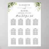 フローラ緑豊かなエレガントな結婚式座席表 ポスター (正面)