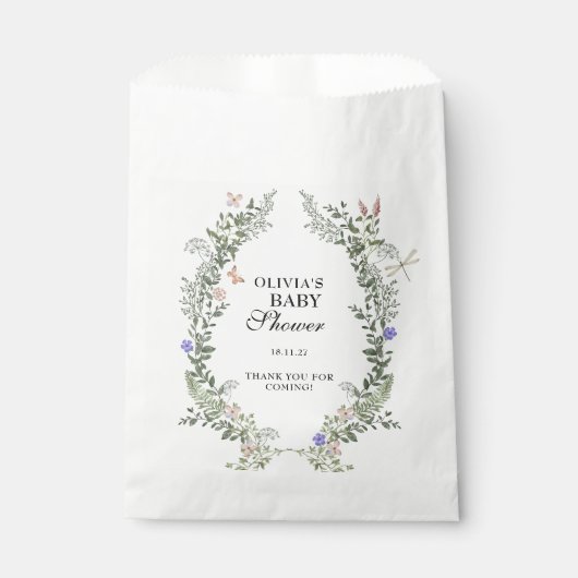 フローラ緑豊かなワイルドフラワーボホベイビーシャワーありがとう フェイバーバッグ (正面)