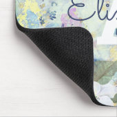 フローラ緑金ゴールド水色モノグラム名ヴィンテージ マウスパッド (コーナー)