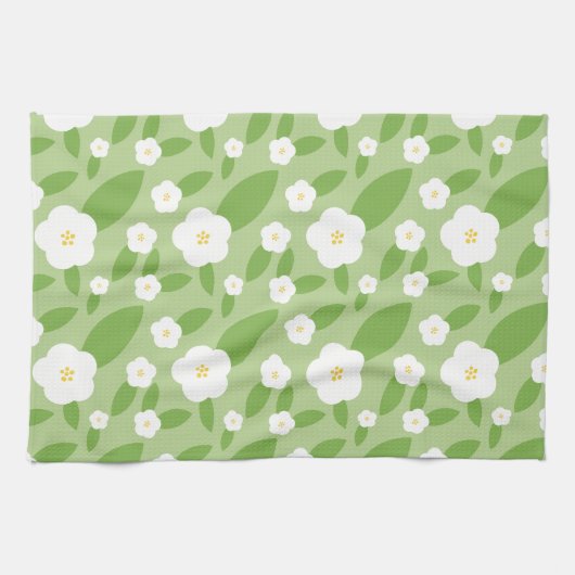 フローラ緑 キッチンタオル (横)