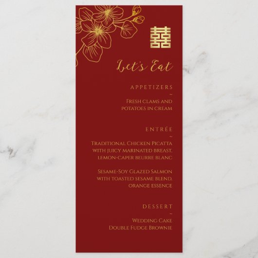 フローラ線さくらんぼ中国の結婚の赤 メニュー (正面)