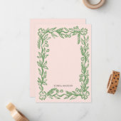 フローラ縁どのピックグリーン ノートカード (正面/裏面インサイチュ)
