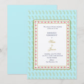 フローラ縁どアア&金ゴールドインディアン結婚ズメフェンディ 招待状 (正面/裏面)